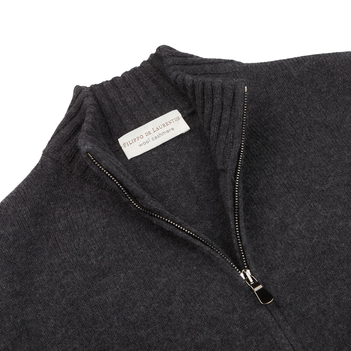 Filippo de Laurentiis | Anthracite Grey Wool Cashmere Zip Cardigan