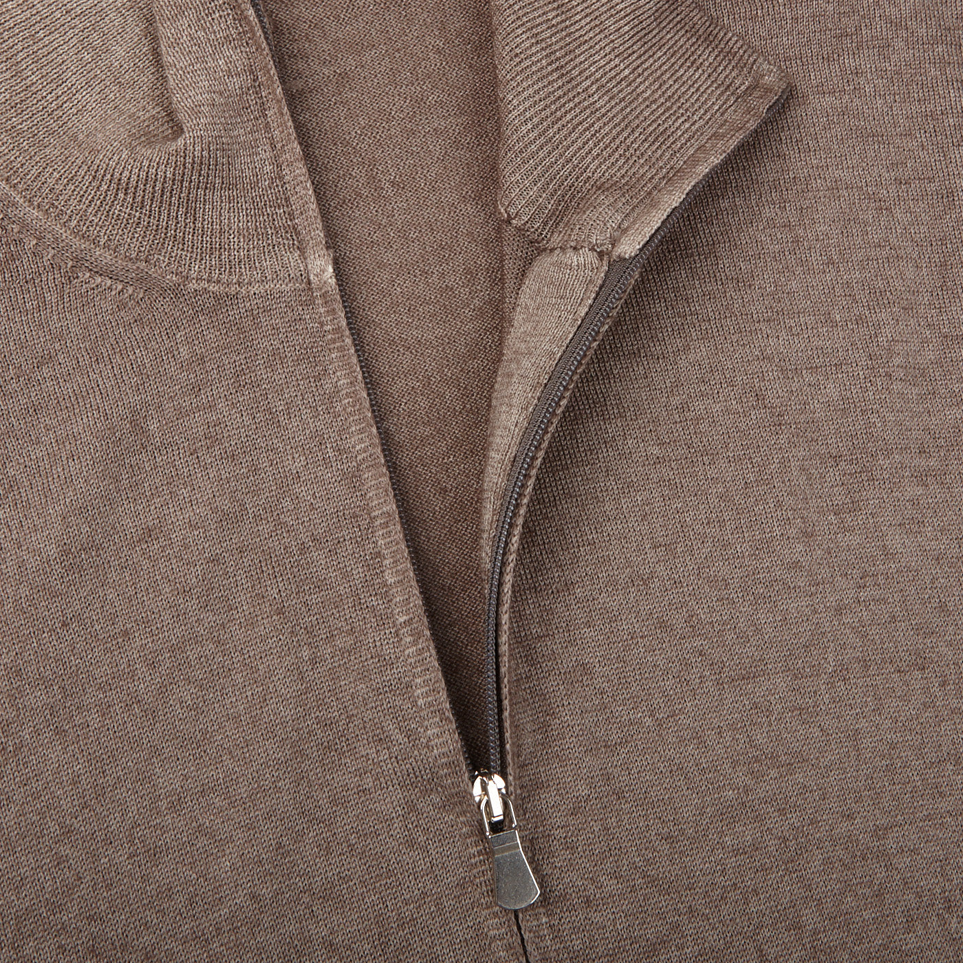 Gran Sasso Light Brown Vintage Merino Wool Zip Cardigan Open