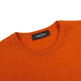 Gran Sasso Orange Pure Cashmere Crew Neck Collar1