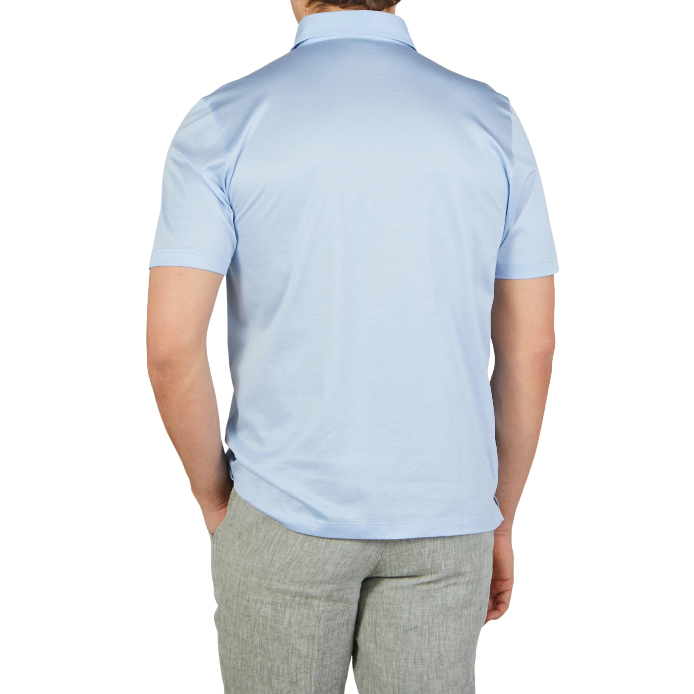Gran Sasso Sky Blue Cotton Filo Scozia Polo Shirt Back1