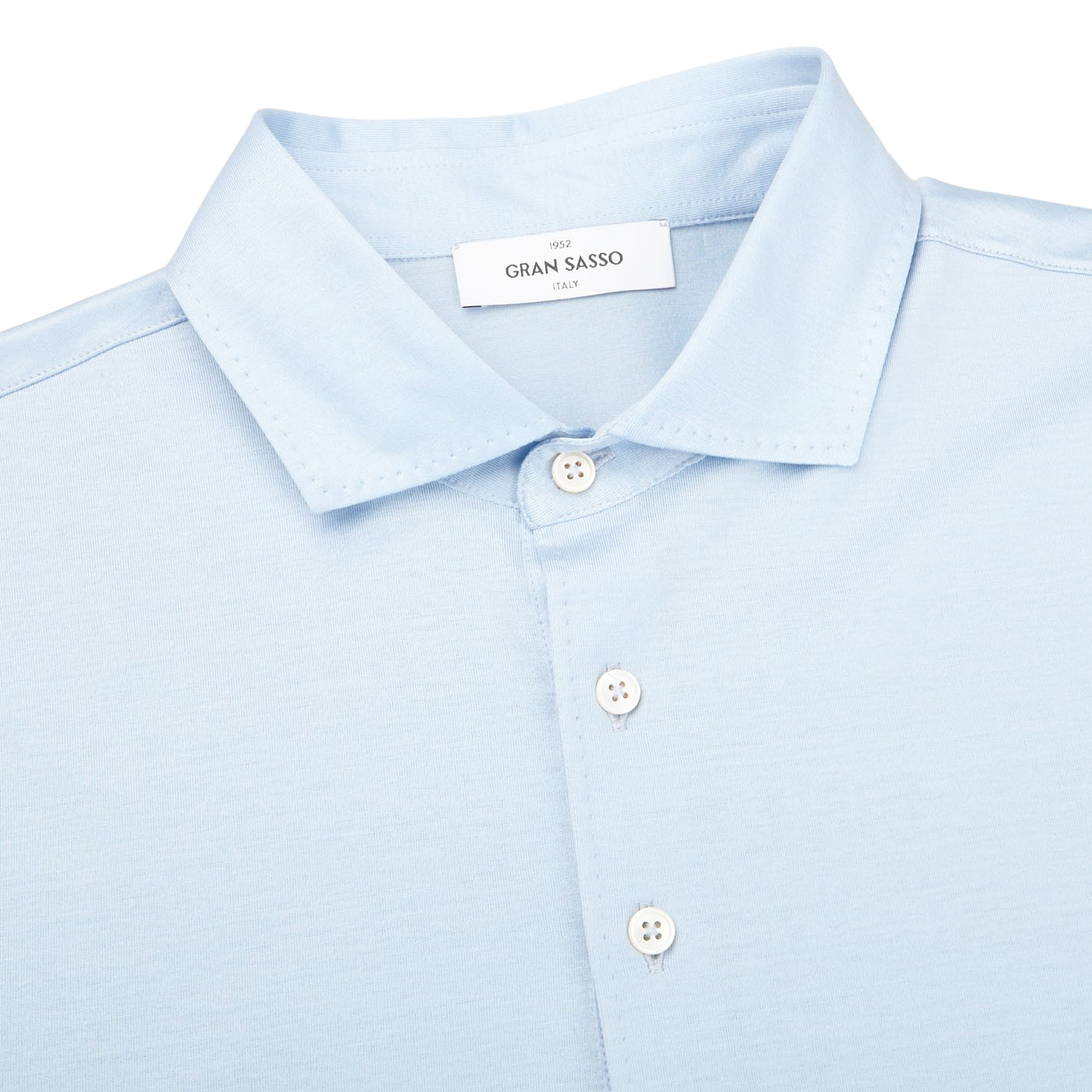 Gran Sasso Sky Blue Cotton Filo Scozia Polo Shirt Collar
