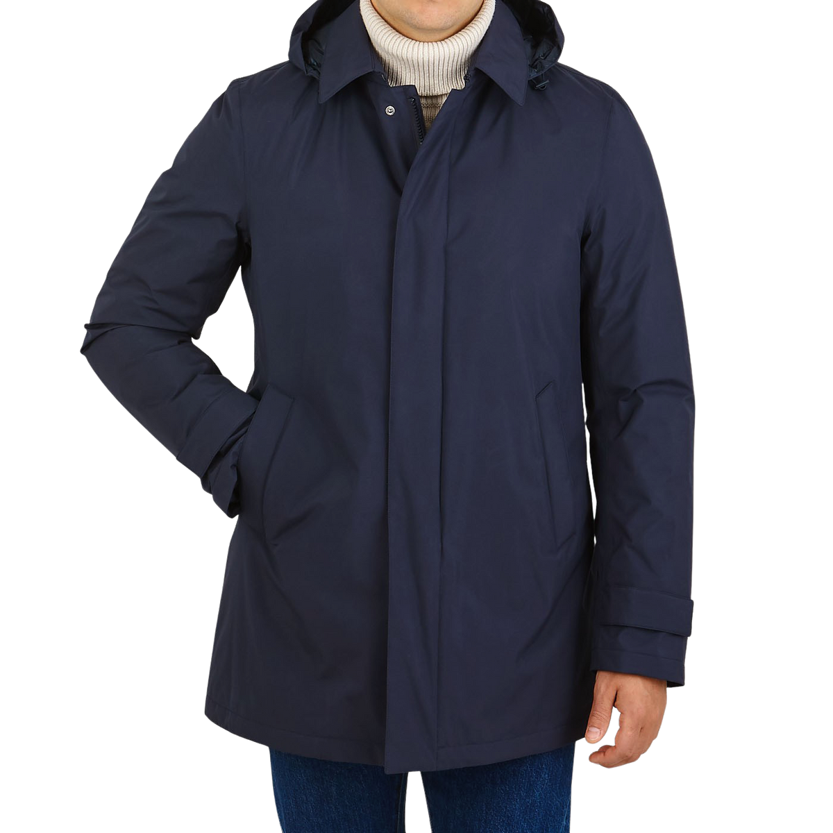Herno | Navy Laminar Nylon Gore-Tex Coat