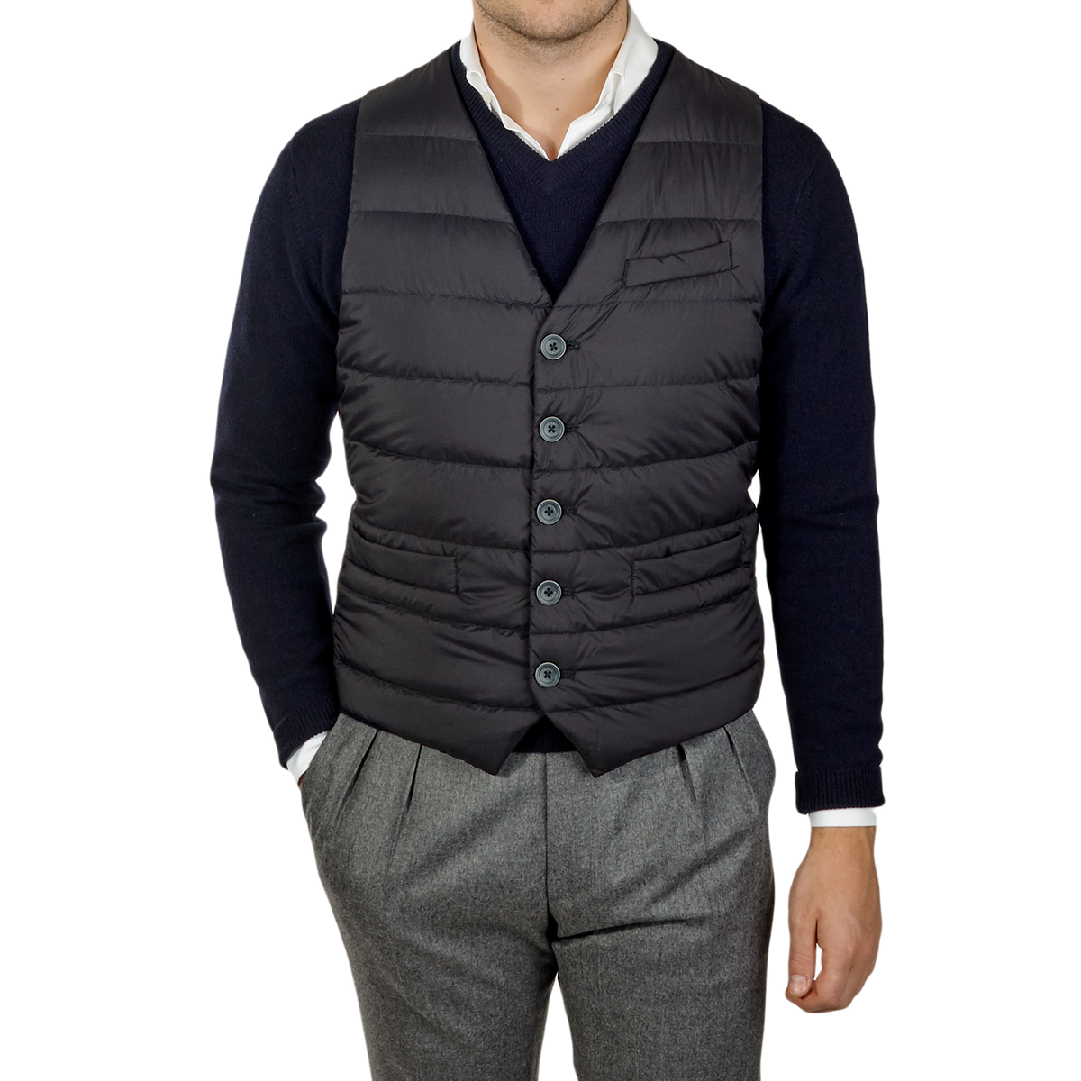 Herno | Navy Light Goose Down Legend Gilet – Baltzar