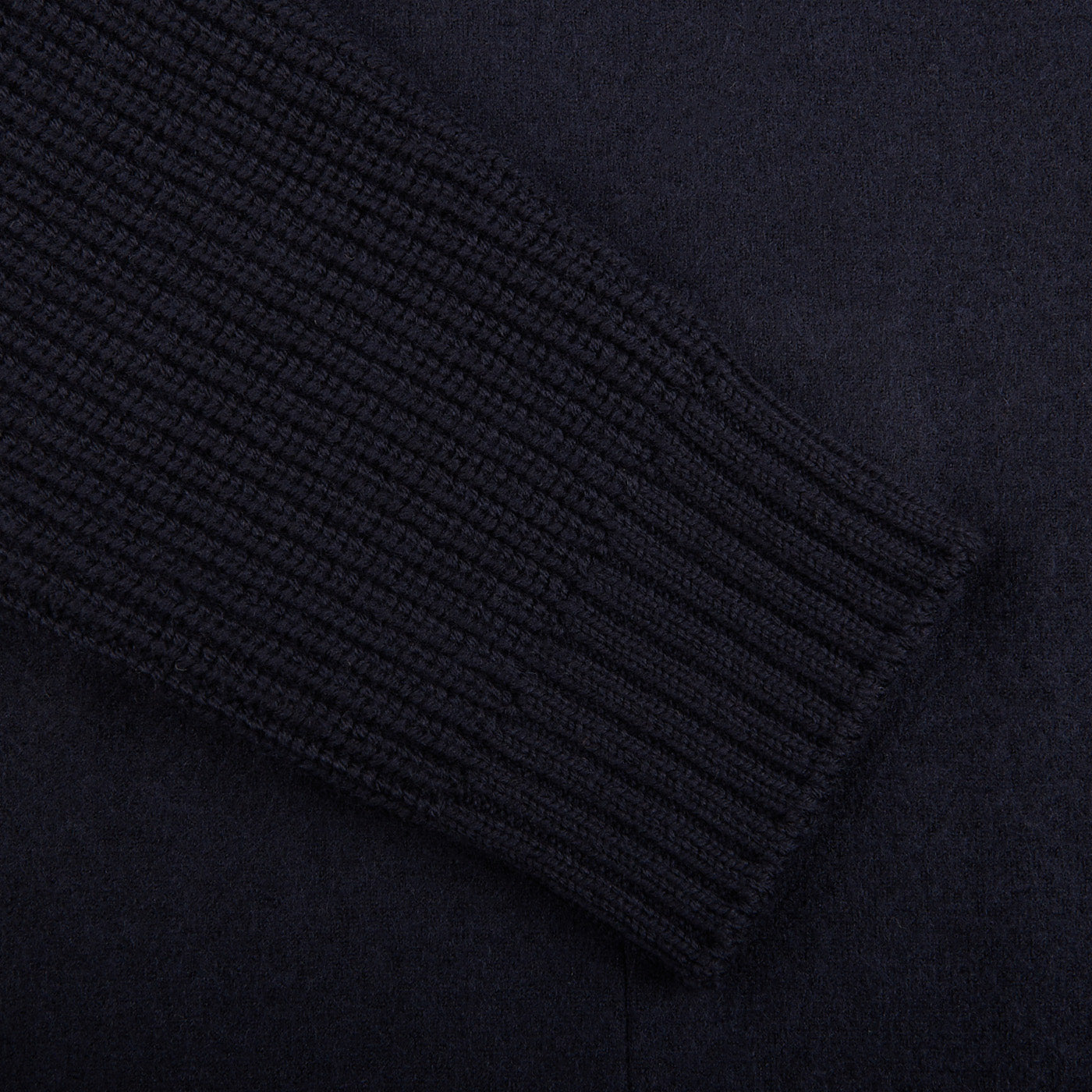 Maurizio Baldassari Navy Blue Felted Knit Wool Jacket Cuff