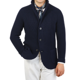 Maurizio Baldassari Navy Blue Zegna Baruffa Wool Brenta Jacket Front