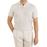 Mauro Ottaviani Light Beige Cotton Polo Shirt Front