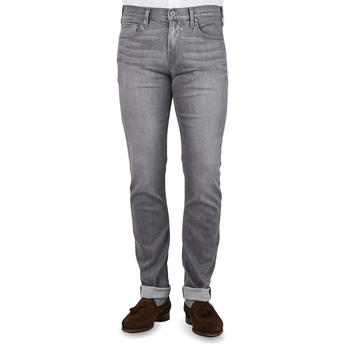 Paige Light Grey Cotton Stretch Lennox Jeans Front