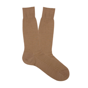 Pantherella Dark Camel Merino Wool Ribbed Ankle Socks Feature