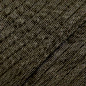 Pantherella Dark Olive Merino Wool Ribbed Ankle Socks Fabric