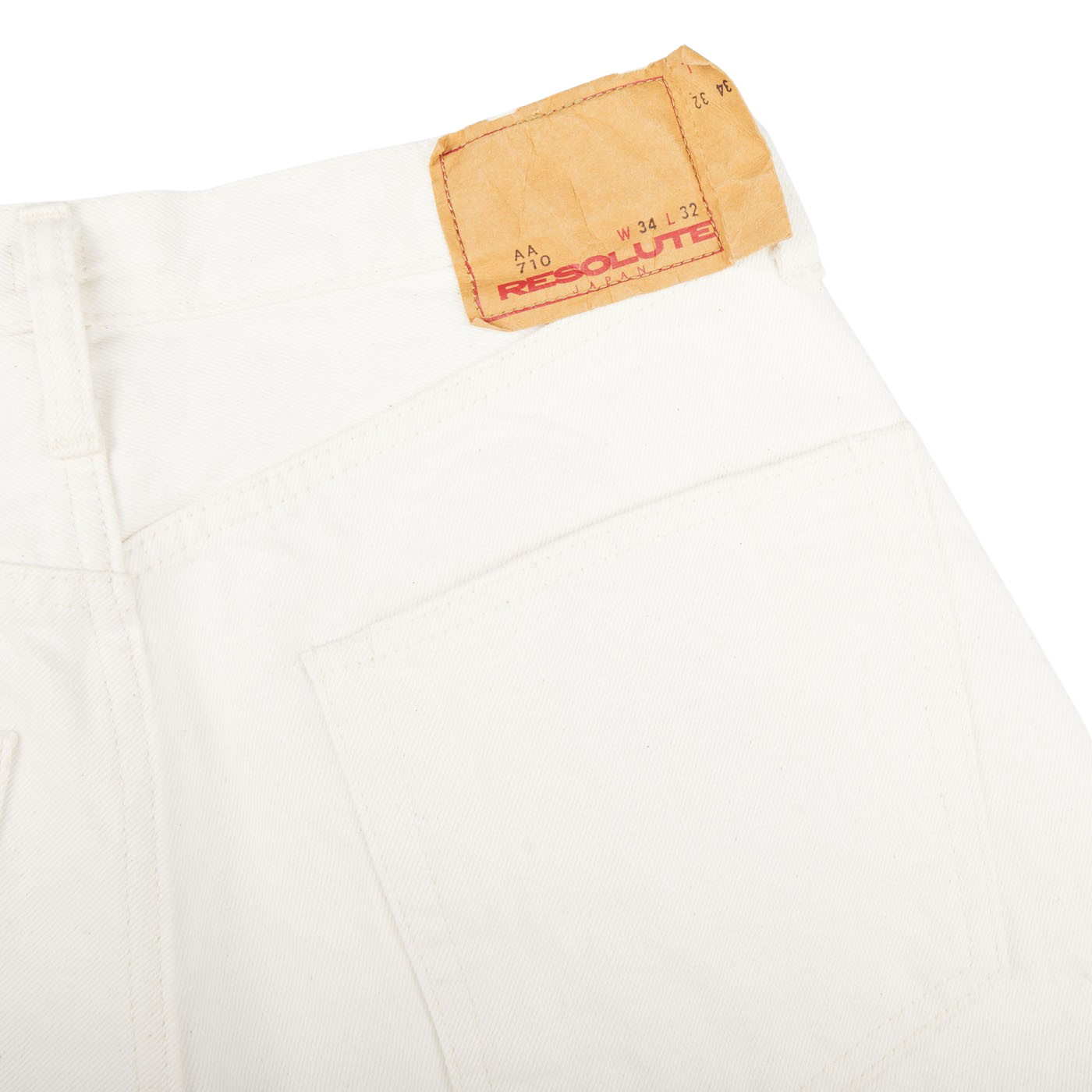 Resolute Cream Cotton Selvedge 710 One Wash Jeans Pocket