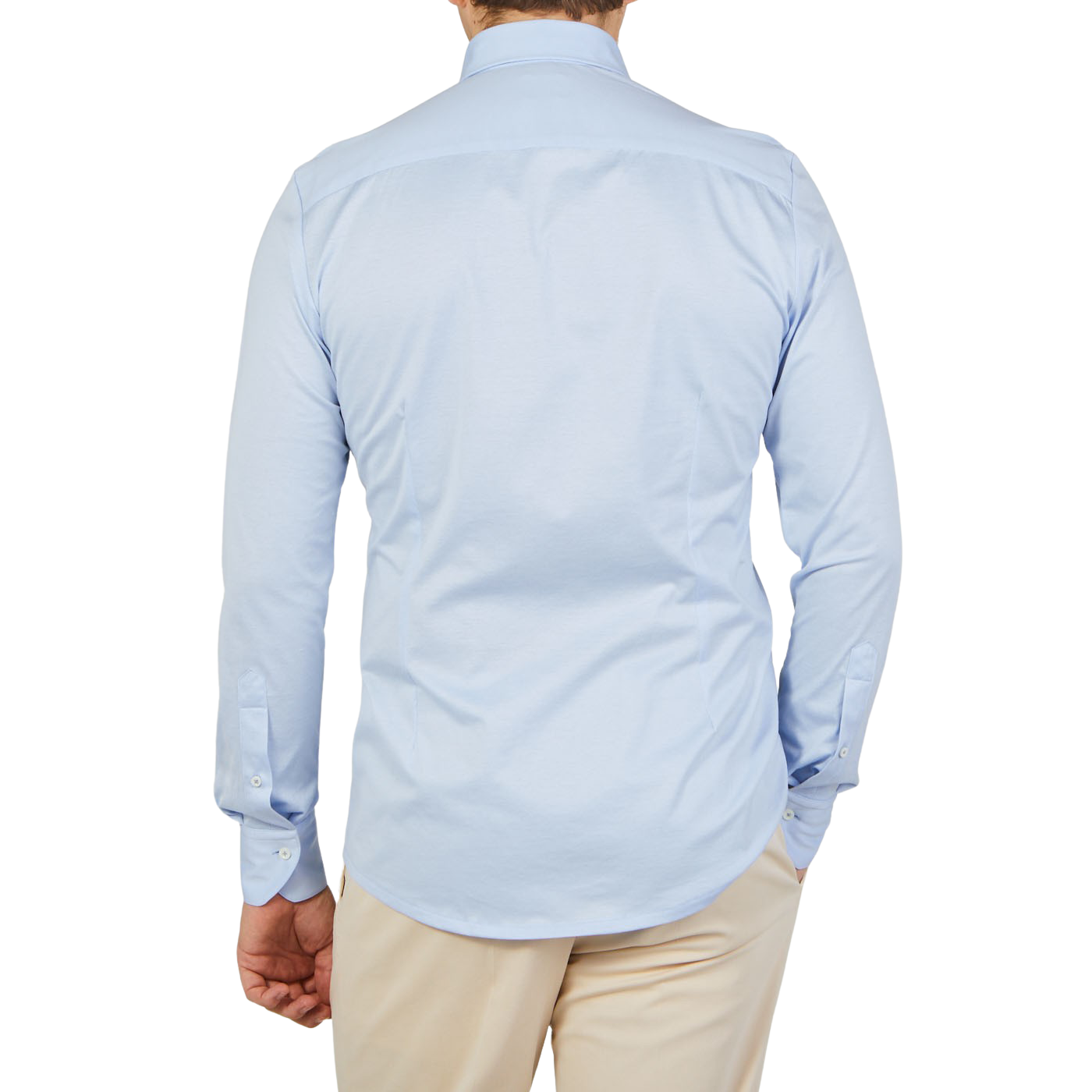 Stenströms Dark Blue Cotton Jersey Casual Slimline Shirt Back