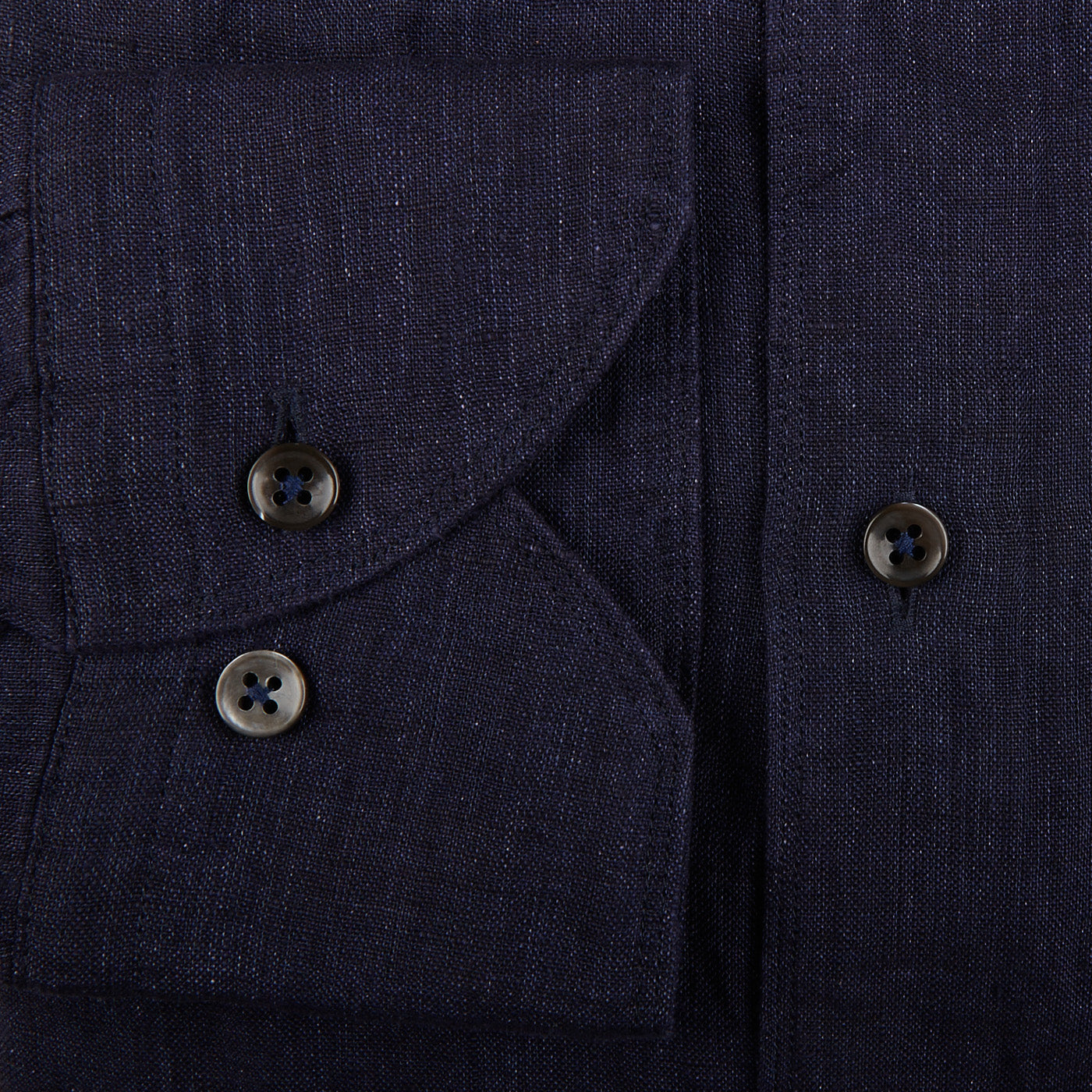 Stenströms Dark Blue Linen Cutaway Slimline Shirt Cuff