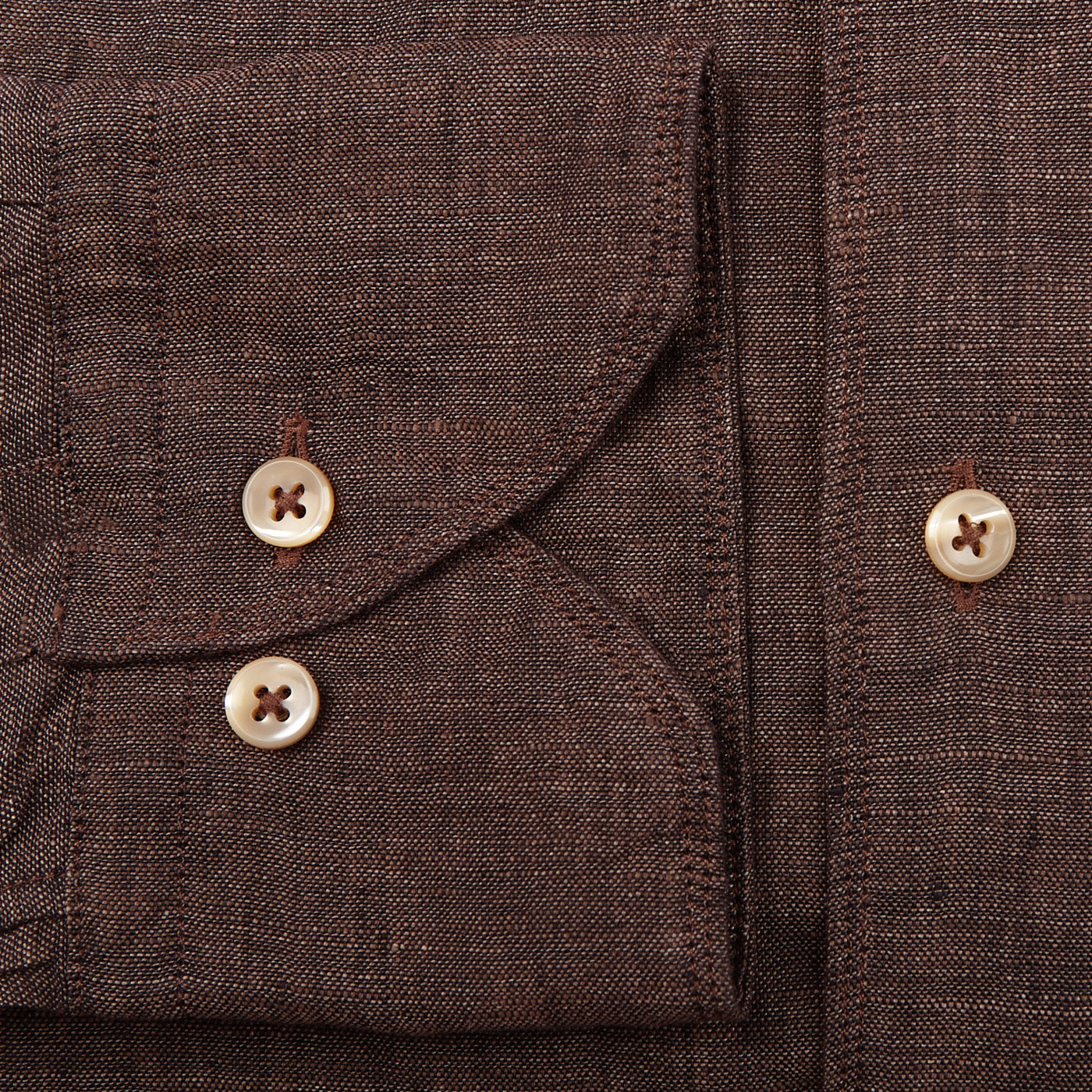 Stenströms Dark Brown Linen Cutaway Slimline Shirt Cuff