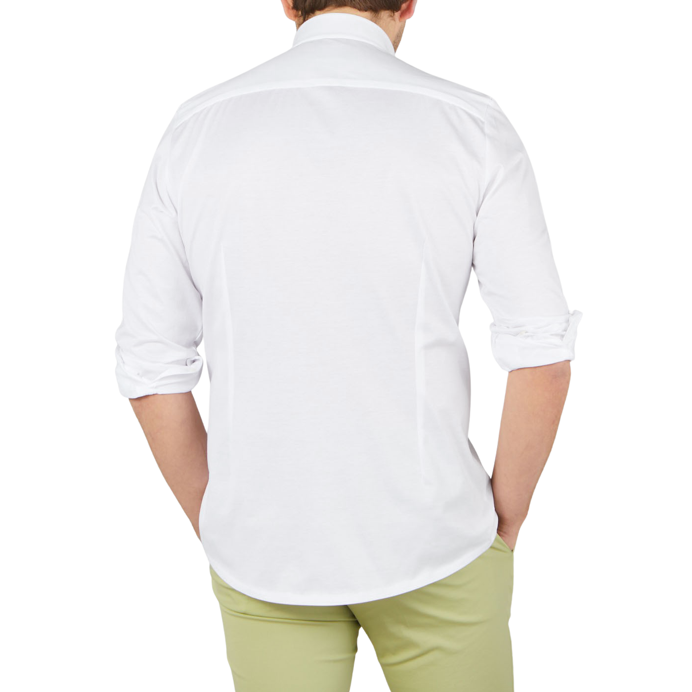 Stenströms White Cotton Jersey Casual Slimline Shirt Back