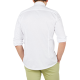 Stenströms White Cotton Jersey Casual Slimline Shirt Back