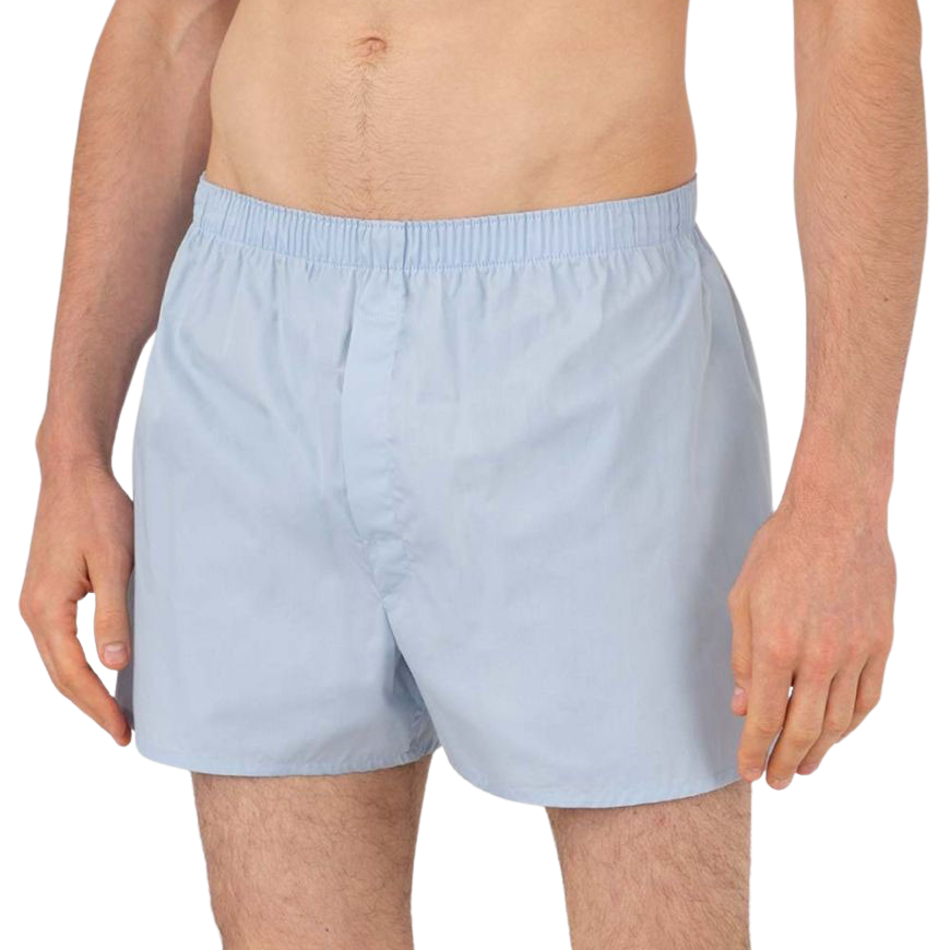 Sunspel Blue Cotton Boxer Shorts Front