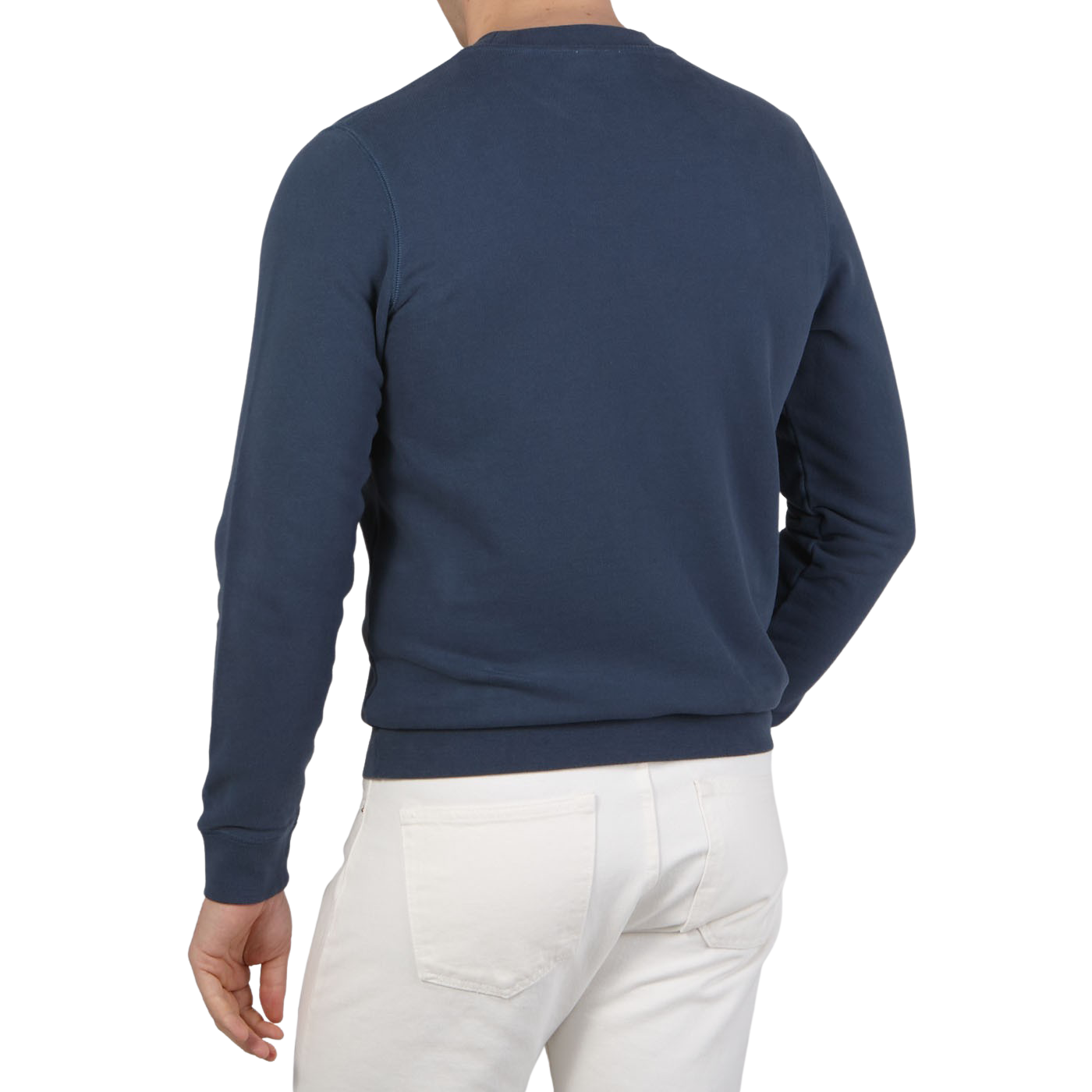 Sunspel Blue Stone Cotton Loopback Sweater Back
