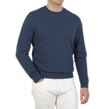 Sunspel Blue Stone Cotton Loopback Sweater Front