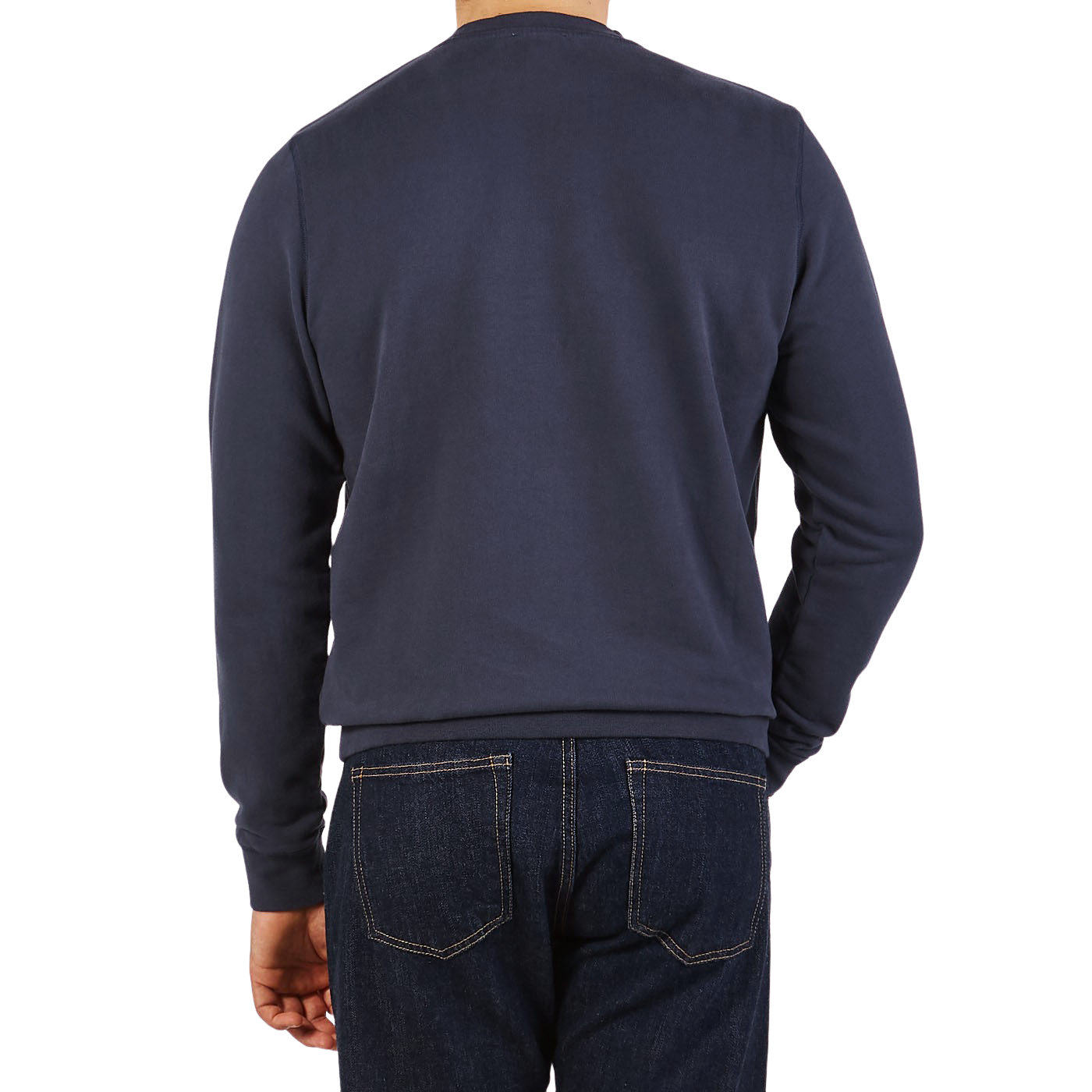 Sunspel Washed Blue Cotton Loopback Sweater Back