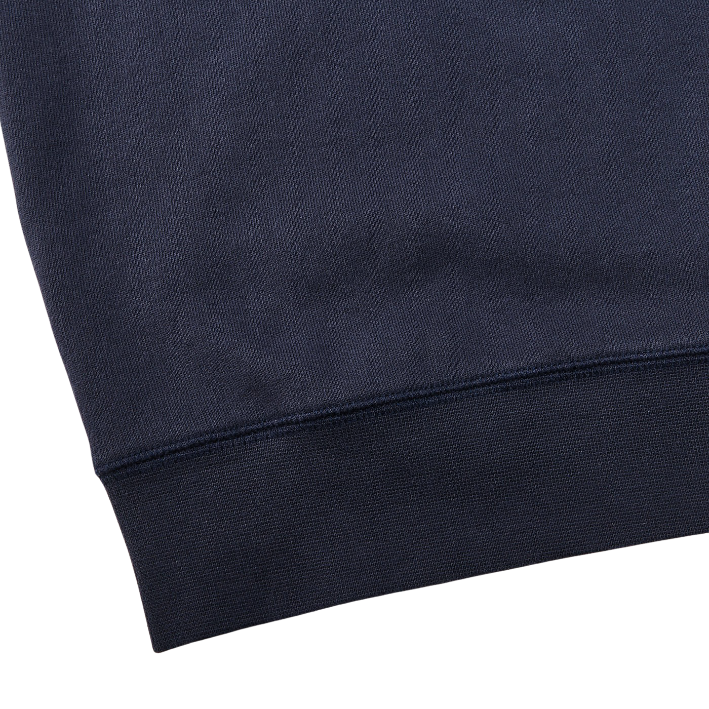 Sunspel Washed Blue Cotton Loopback Sweater Edge