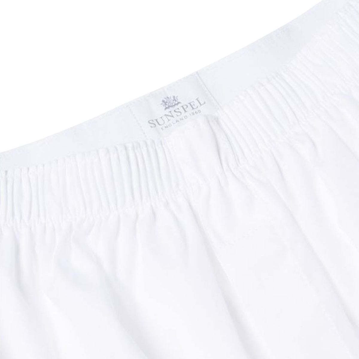 Sunspel White Cotton Boxer Shorts Detail
