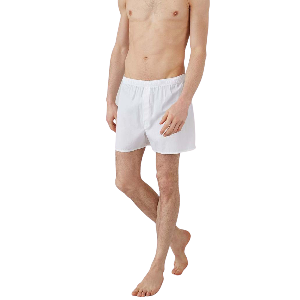Sunspel White Cotton Boxer Shorts Front