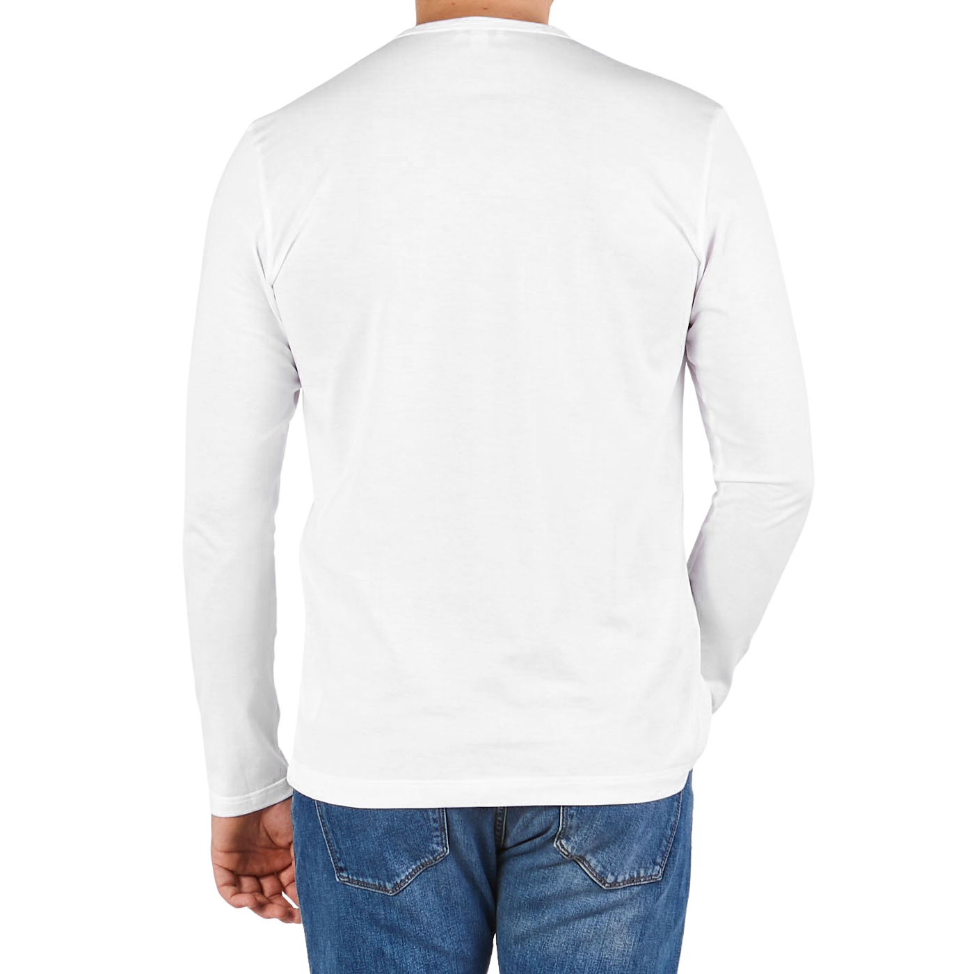 Sunspel White Cotton Riviera Long Sleeve T-Shirt Back