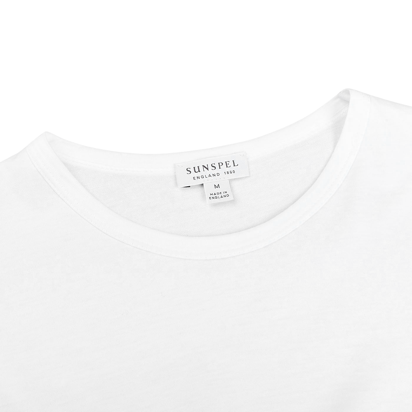 Sunspel White Cotton Riviera Long Sleeve T-Shirt Collar