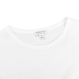 Sunspel White Cotton Riviera Long Sleeve T-Shirt Collar