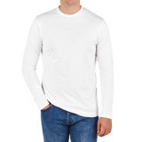 Sunspel White Cotton Riviera Long Sleeve T-Shirt Front