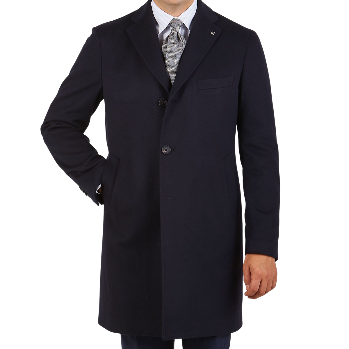 Fulton Wool Cashmere Topcoat - Navy, 4X (FOR Short Men) | Peter Manning NYC