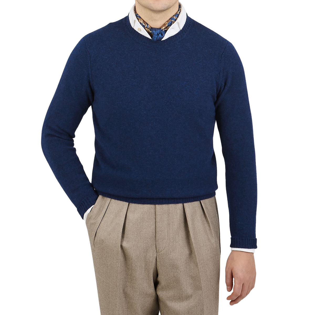 William Lockie | Regatta Blue Crew Neck Lambswool Sweater