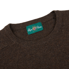 Alan Paine Cocoa Brown Lambswool Crew Neck Collar