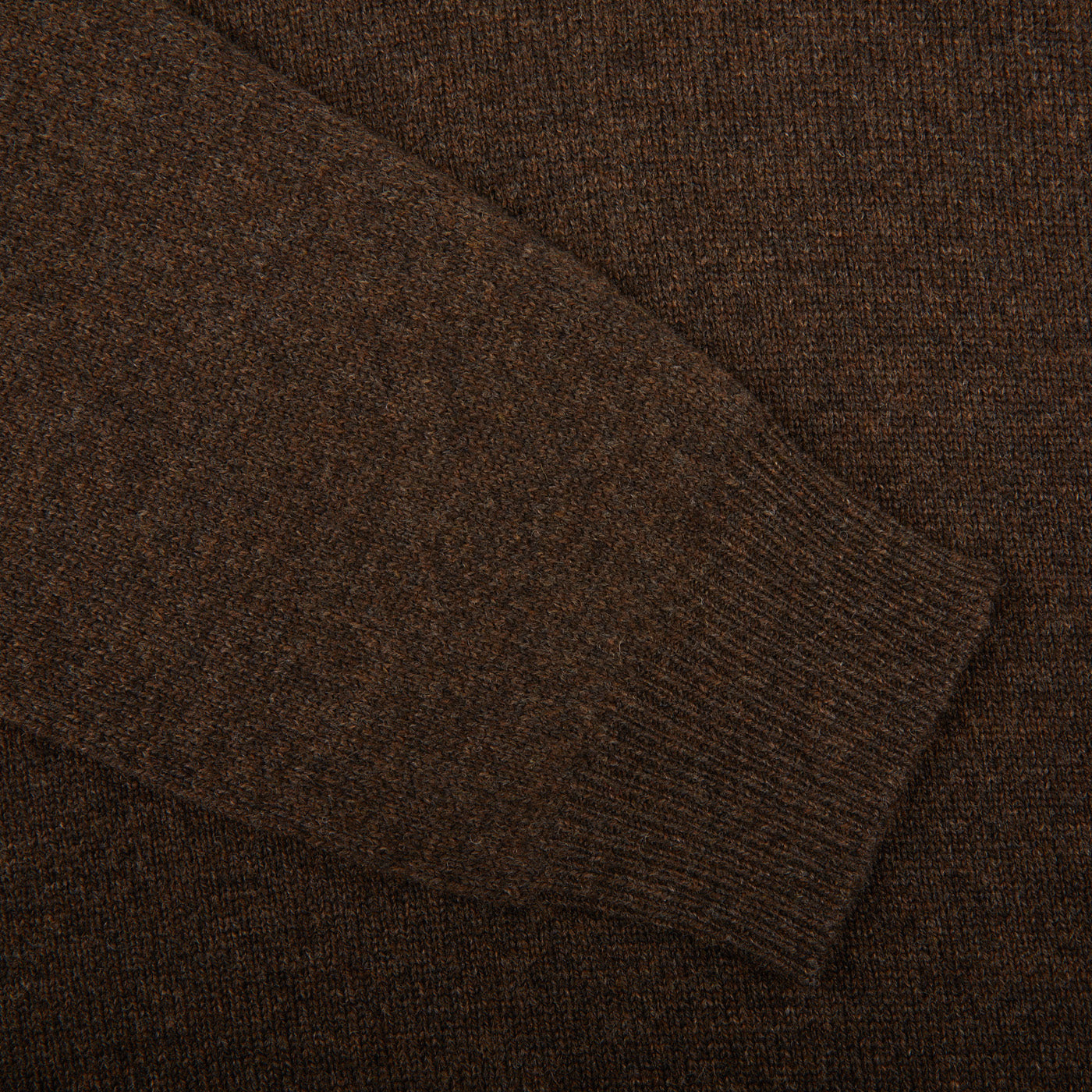 Alan Paine Cocoa Brown Lambswool Crew Neck Cuff