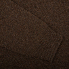 Alan Paine Cocoa Brown Lambswool Crew Neck Cuff