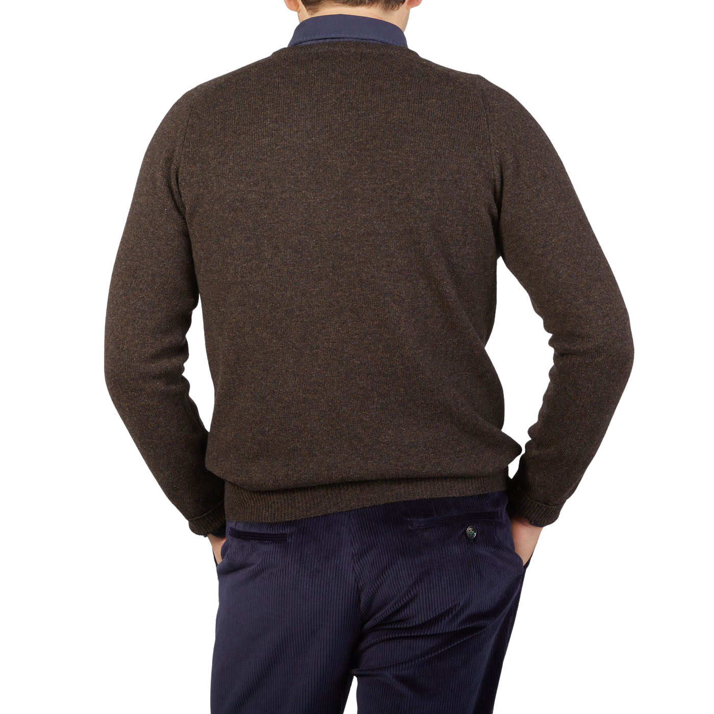 Alan Paine Cocoa Brown Lambswool V-Neck Back
