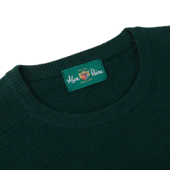 Alan Paine Tartan Green Lambswool Crew Neck Collar