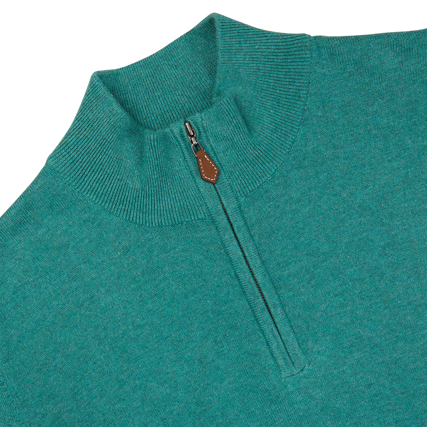 The men's Moorland Green Luxury Cotton 1/4 Zip Sweater by Alan Paine is a luxury cotton summer sweater.