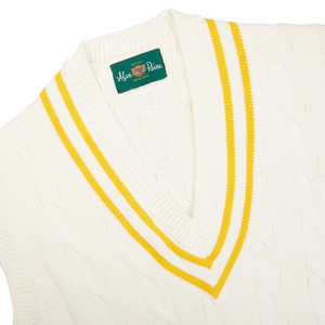Off-White Yellow Striped Cotton Cricket Slipover by Alan Paine