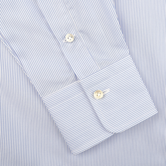 The Alessandro Gherardi Blue Thin Striped Cotton Single Cuff Shirt is made from pure cotton and features buttoned cuffs.