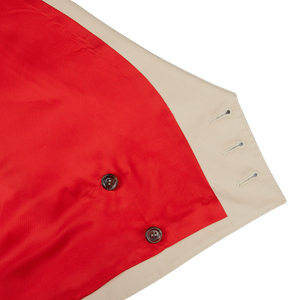 An Alexander Kraft Monte Carlo Light Beige Cotton Twill DB Waistcoat with buttons.