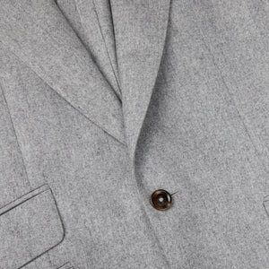 A close up image of a Light Grey VBC Wool Flannel Signature Jacket, made in Italy by Alexander Kraft Monte Carlo.