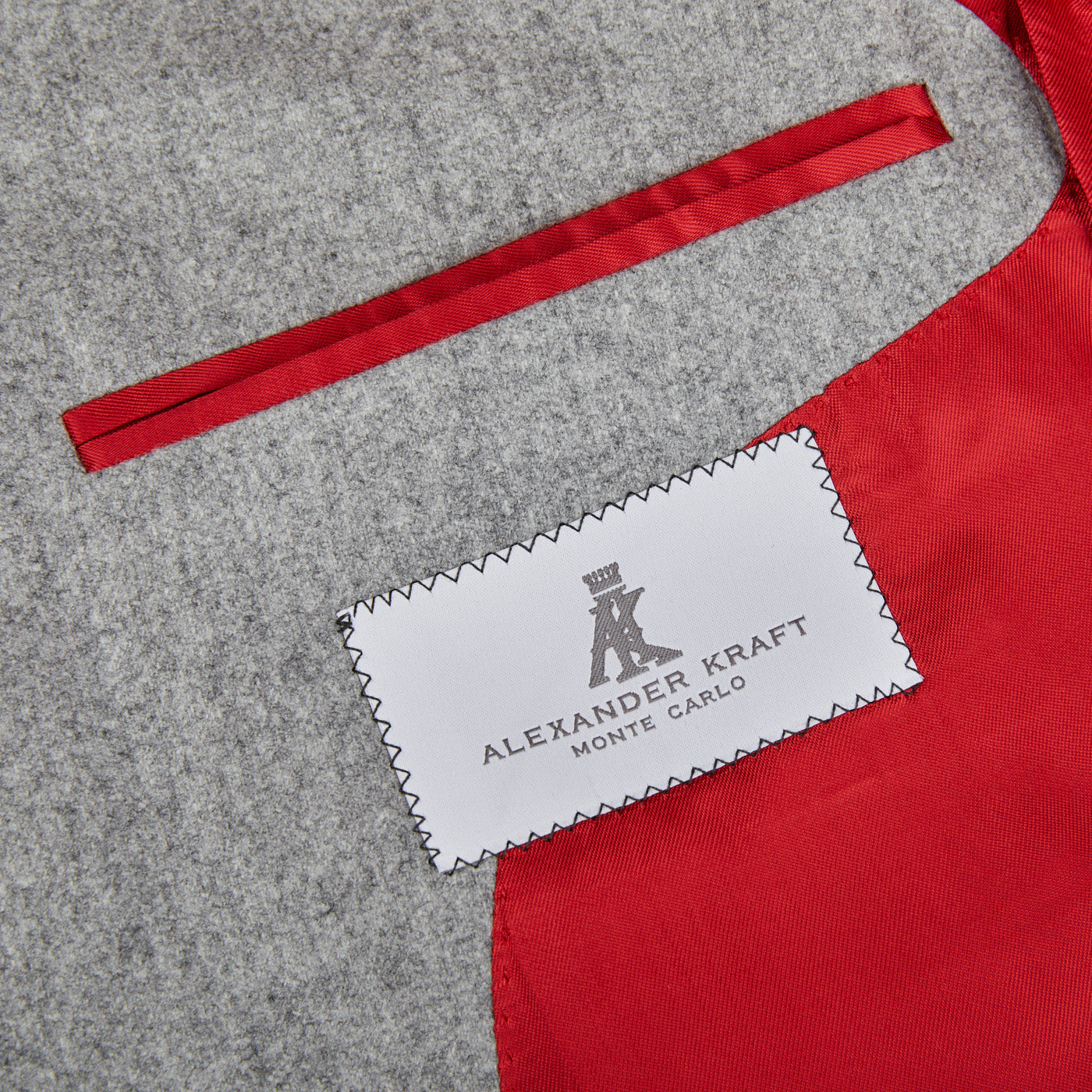 A Light Grey VBC Wool Flannel Signature Jacket by Alexander Kraft Monte Carlo with a label made in Italy.