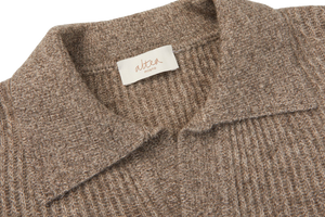 Altea Taupe Melange Wool Cashmere LS Polo Collar