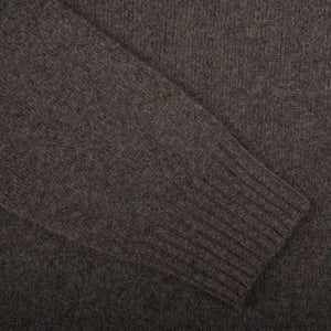 A close up of an Altea Brown Melange Wool Cashmere Rollneck sweater.