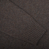 A close up of an Altea Brown Melange Wool Cashmere Rollneck sweater.