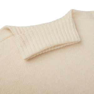 A close up of an Altea Cream Beige Wool Cashmere Rollneck sweater.