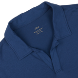 Dark Blue Cotton Jersey Capri Collar Polo Shirt with tag showing the Altea brand and size details on the collar.