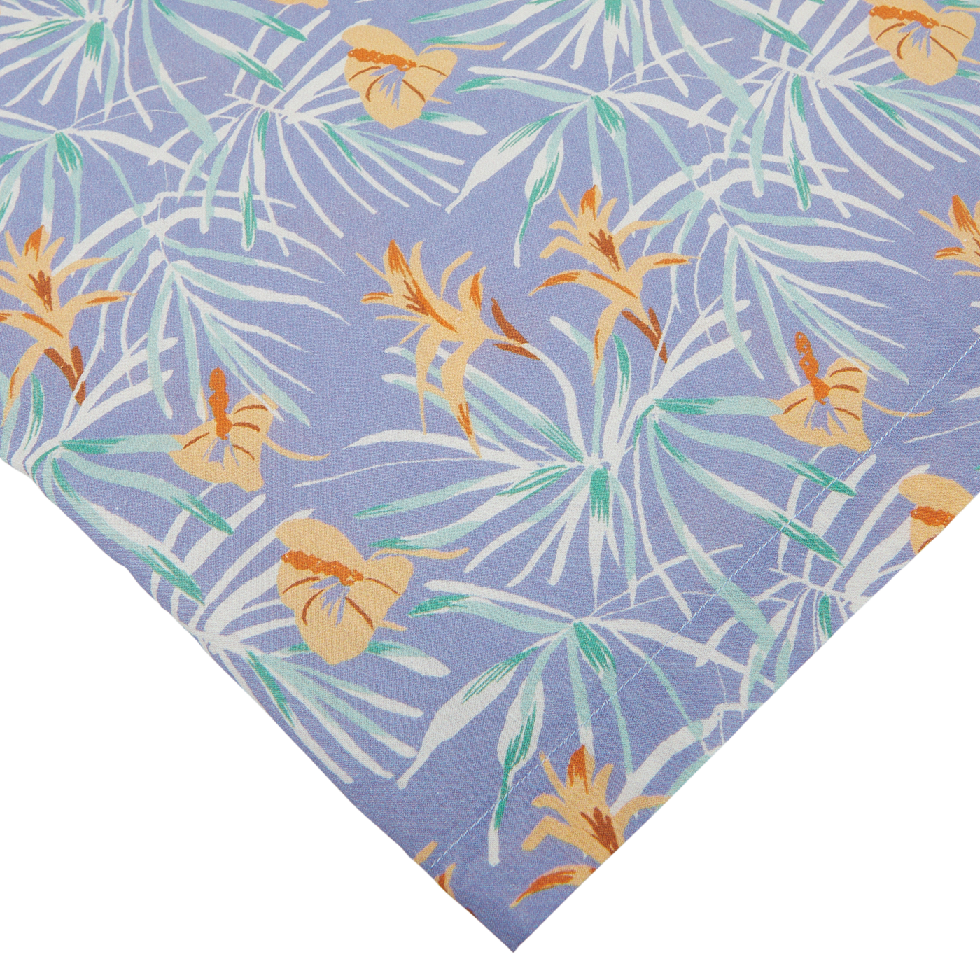 A summer essential Light Blue Floral Printed Cotton Shirt fabric on a plain background by Altea.