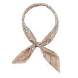 Beige Melange Paisley Print Cotton Bandana by Amanda Christensen tied in a knot on a white background.